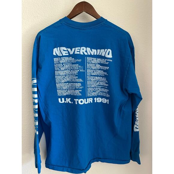 Nirvana Nevermind Long Sleeve UK Tour Vintage T-shirt Reprint Screen Starts Tag - Picture 2 of 5